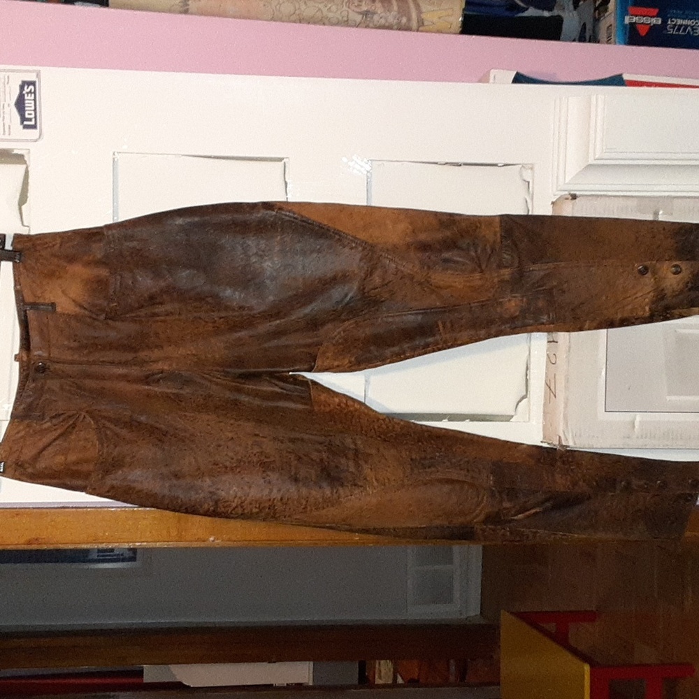 Vintage brown genuine leather pants
